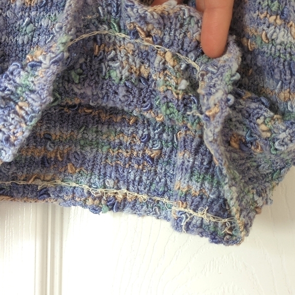 90's Vintage Handmade Marled Knit Boat Neck Short Sleeve Sweater Purple Medium - Picture 7 of 9